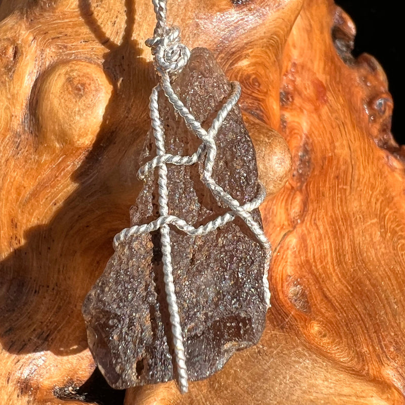 Agni Mani Wire Wrapped Pendant Sterling #3784-Moldavite Life