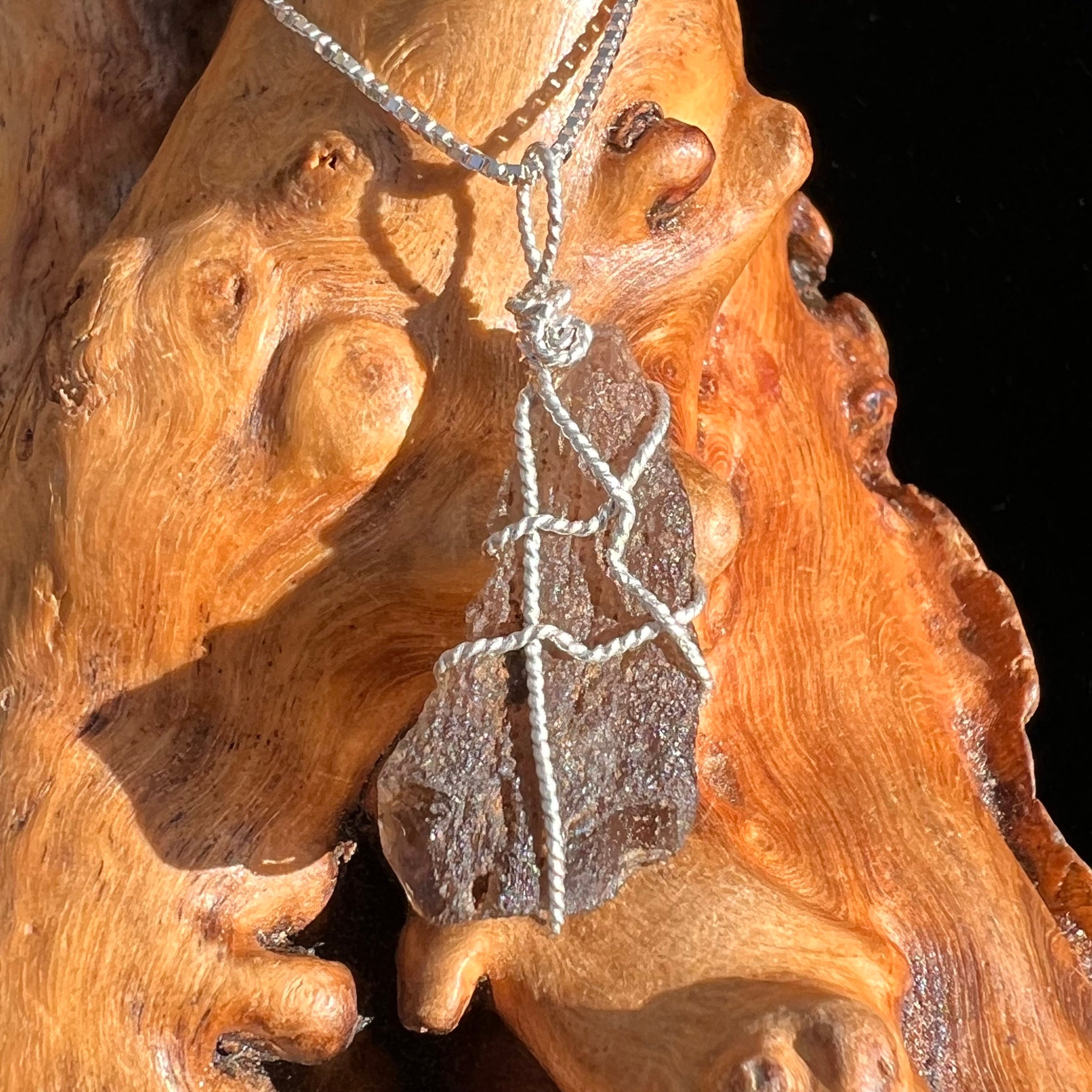Agni Mani Wire Wrapped Pendant Sterling #3784-Moldavite Life
