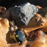 Allende Meteorite & Faceted Moldavite Pendant 14K Gold-Moldavite Life