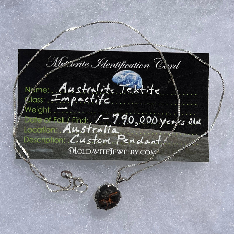 Australite Pendant Necklace Sterling Silver #2952-Moldavite Life