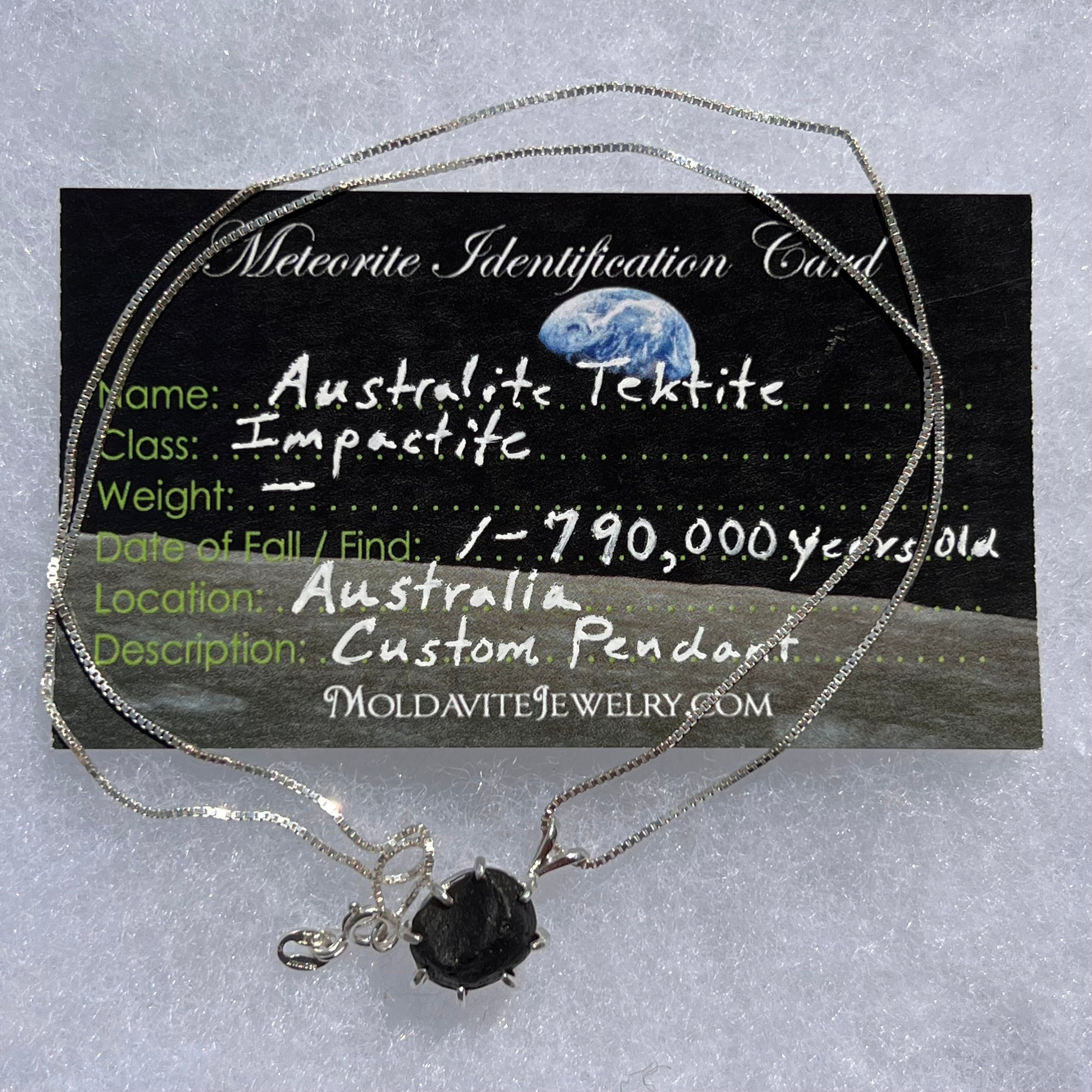 Australite Pendant Necklace Sterling Silver #2953-Moldavite Life