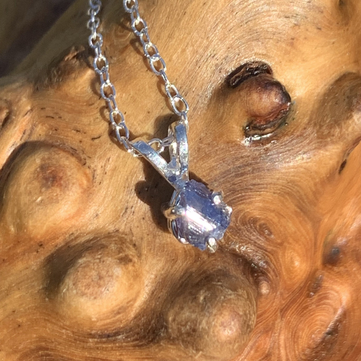 Benitoite Crystal Necklace Silver Natural-Moldavite Life