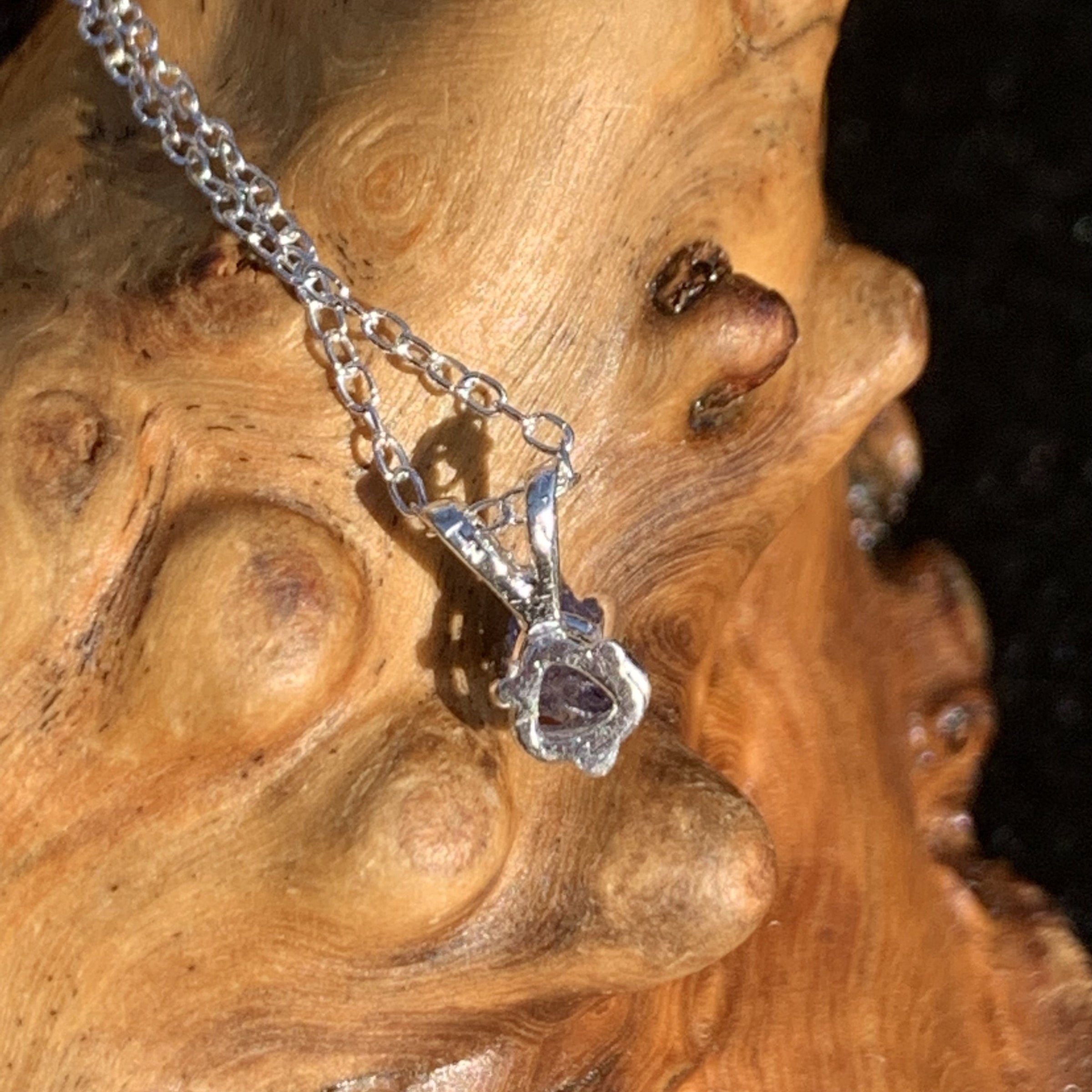 Benitoite Crystal Necklace Silver Natural-Moldavite Life