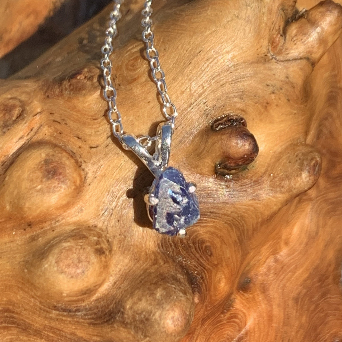 Benitoite Crystal Necklace Silver Natural-Moldavite Life