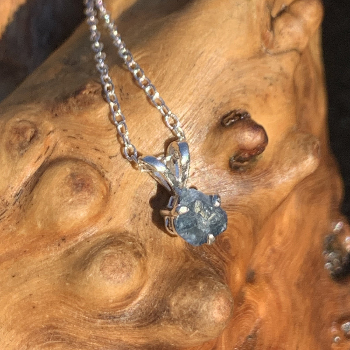 Benitoite Crystal Necklace Silver Natural-Moldavite Life