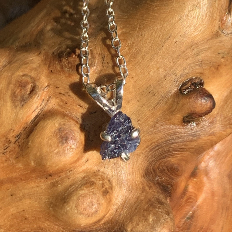 Benitoite Crystal Necklace Silver Natural-Moldavite Life