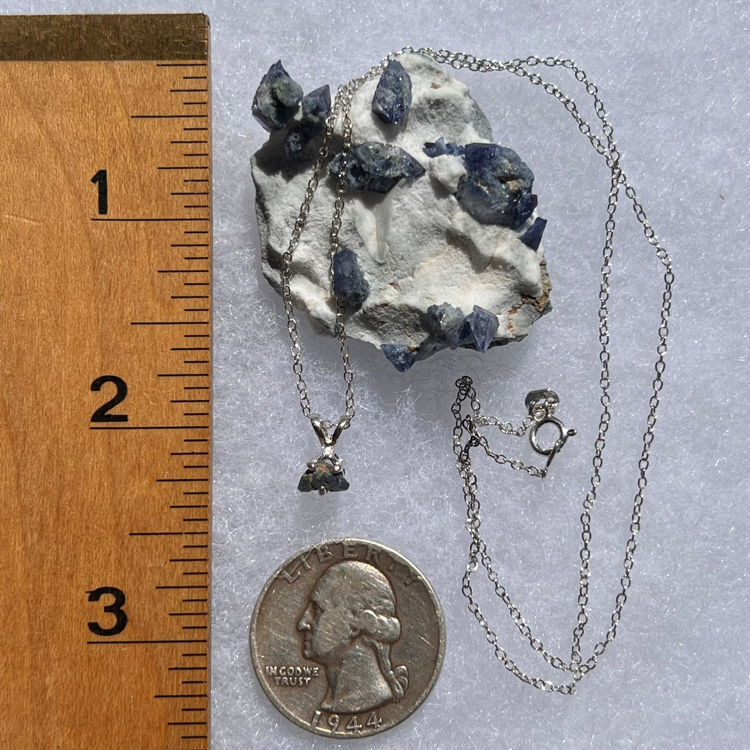 Benitoite Crystal Necklace Sterling #2614-Moldavite Life