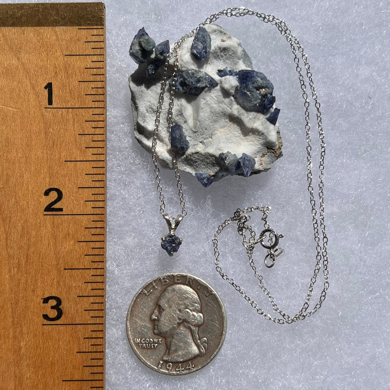 Benitoite Crystal Necklace Sterling #2615-Moldavite Life