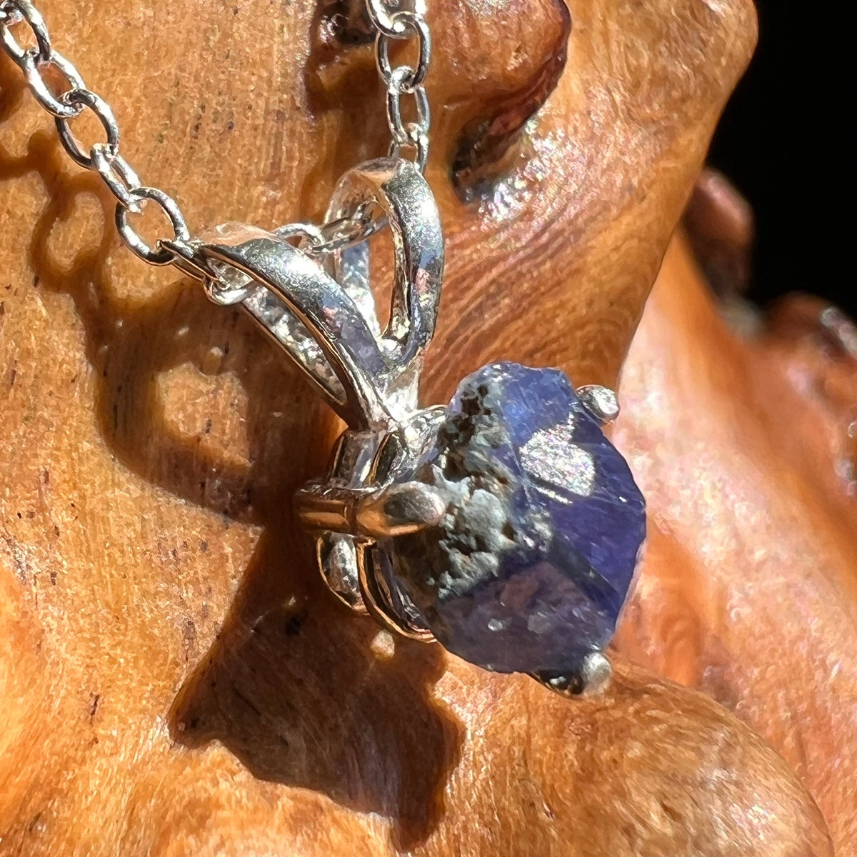 Benitoite Crystal Necklace Sterling #2618-Moldavite Life