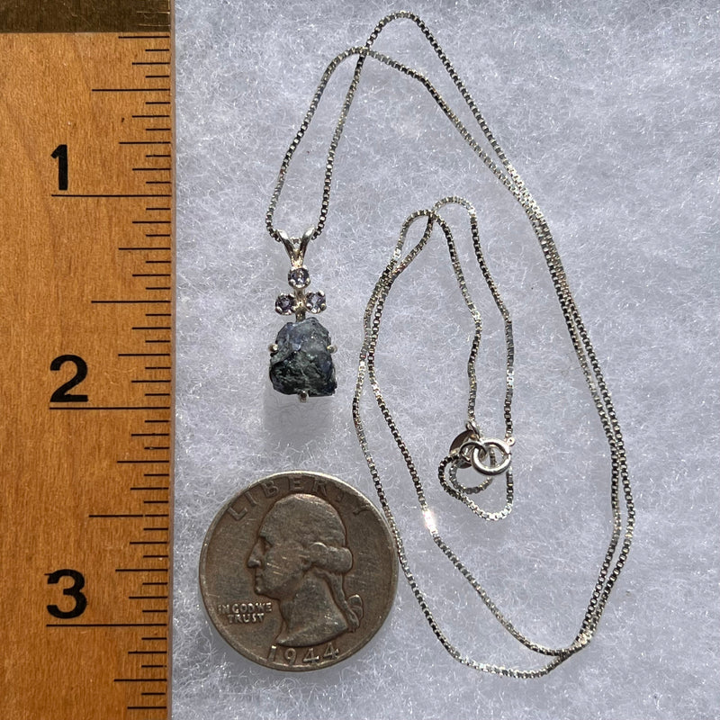 Benitoite & Tanzanite Necklace Sterling Silver #2605-Moldavite Life