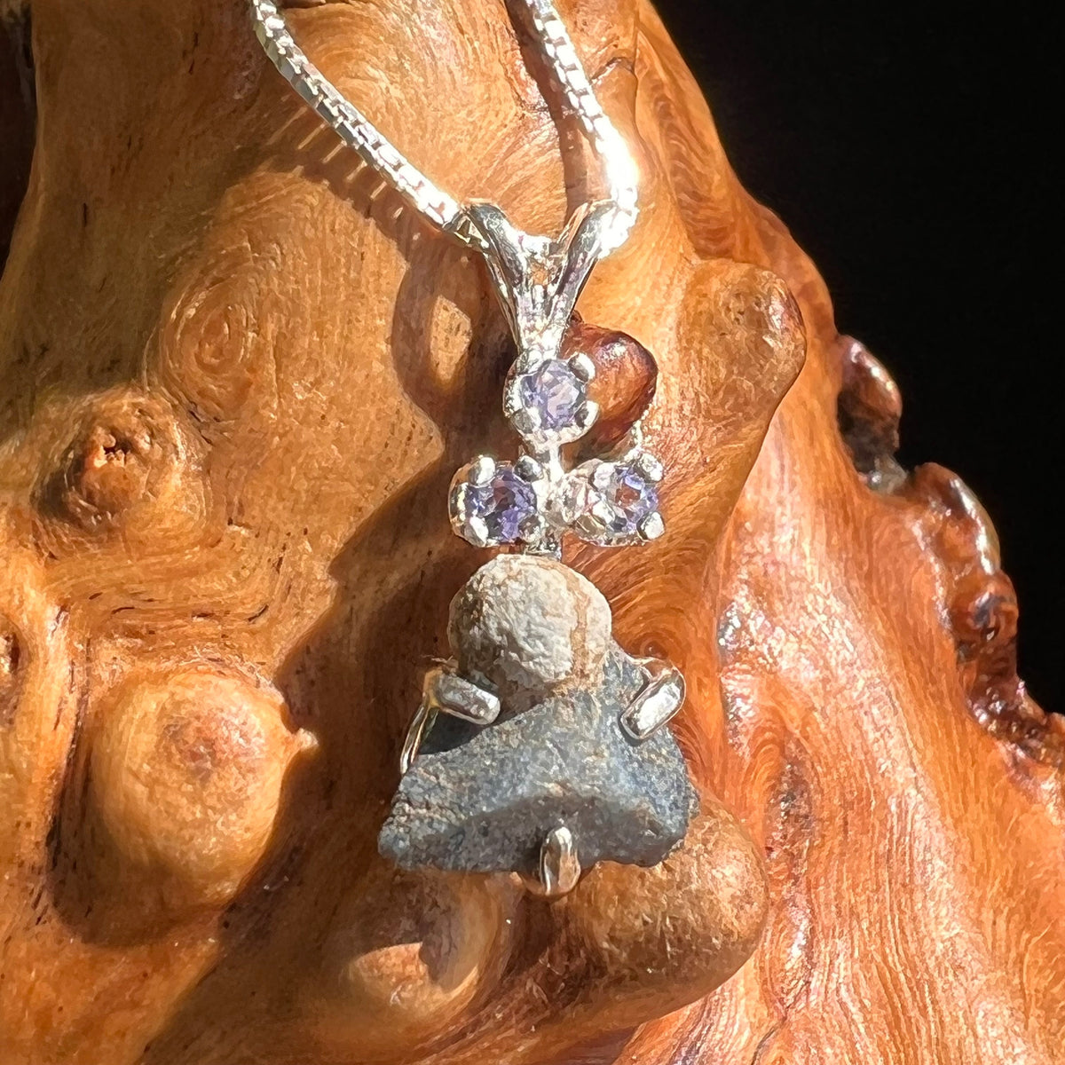 Benitoite & Tanzanite Necklace Sterling Silver #2606-Moldavite Life