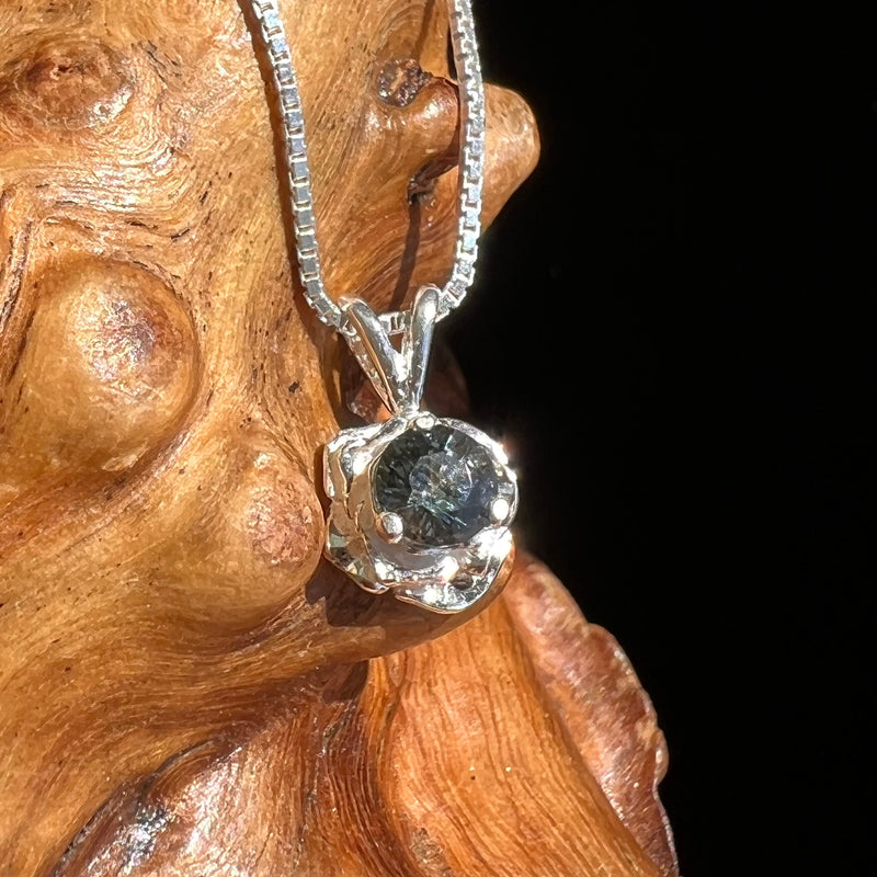 Blue Sapphire Rose Necklace Sterling Silver #6-Moldavite Life