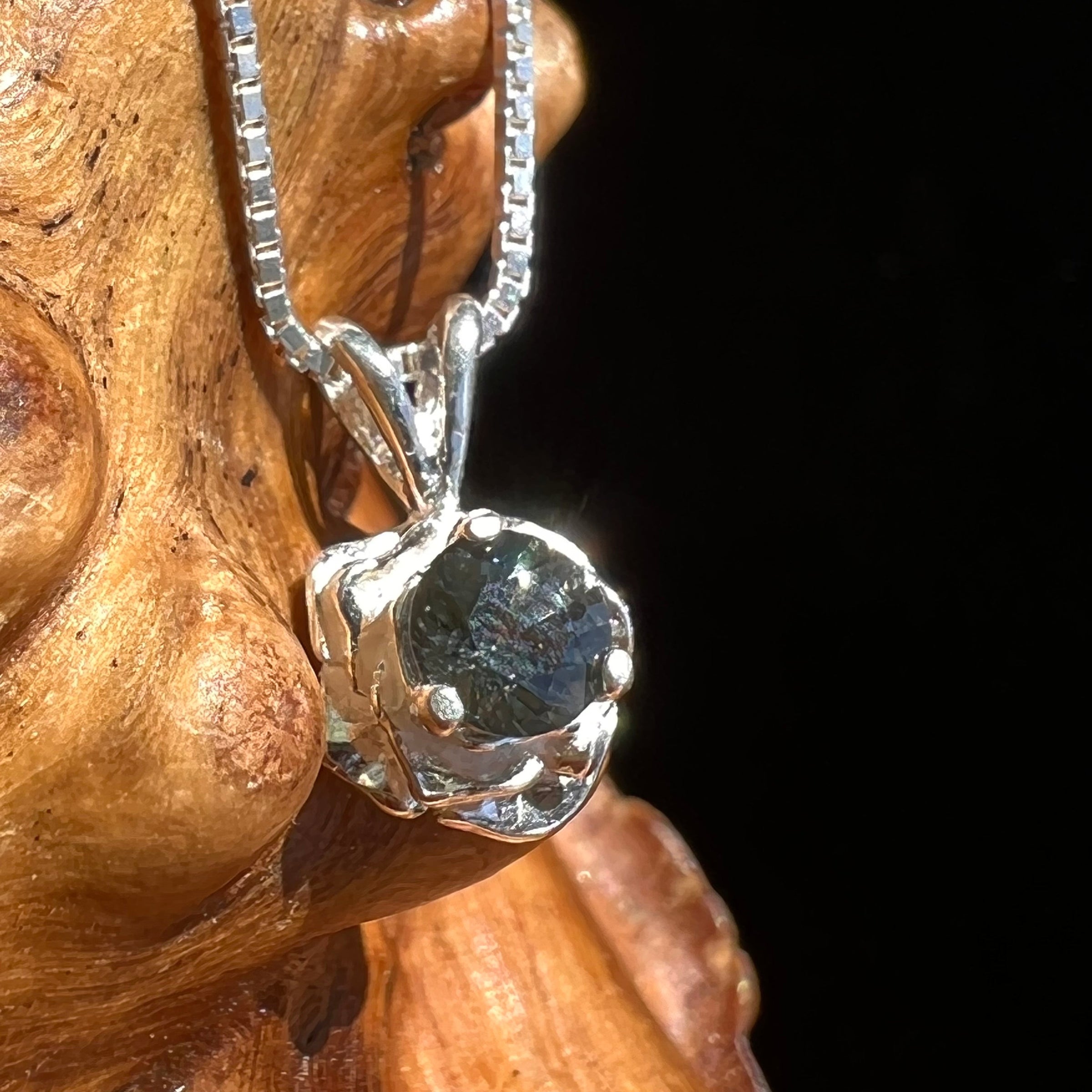 Blue Sapphire Rose Necklace Sterling Silver #6-Moldavite Life