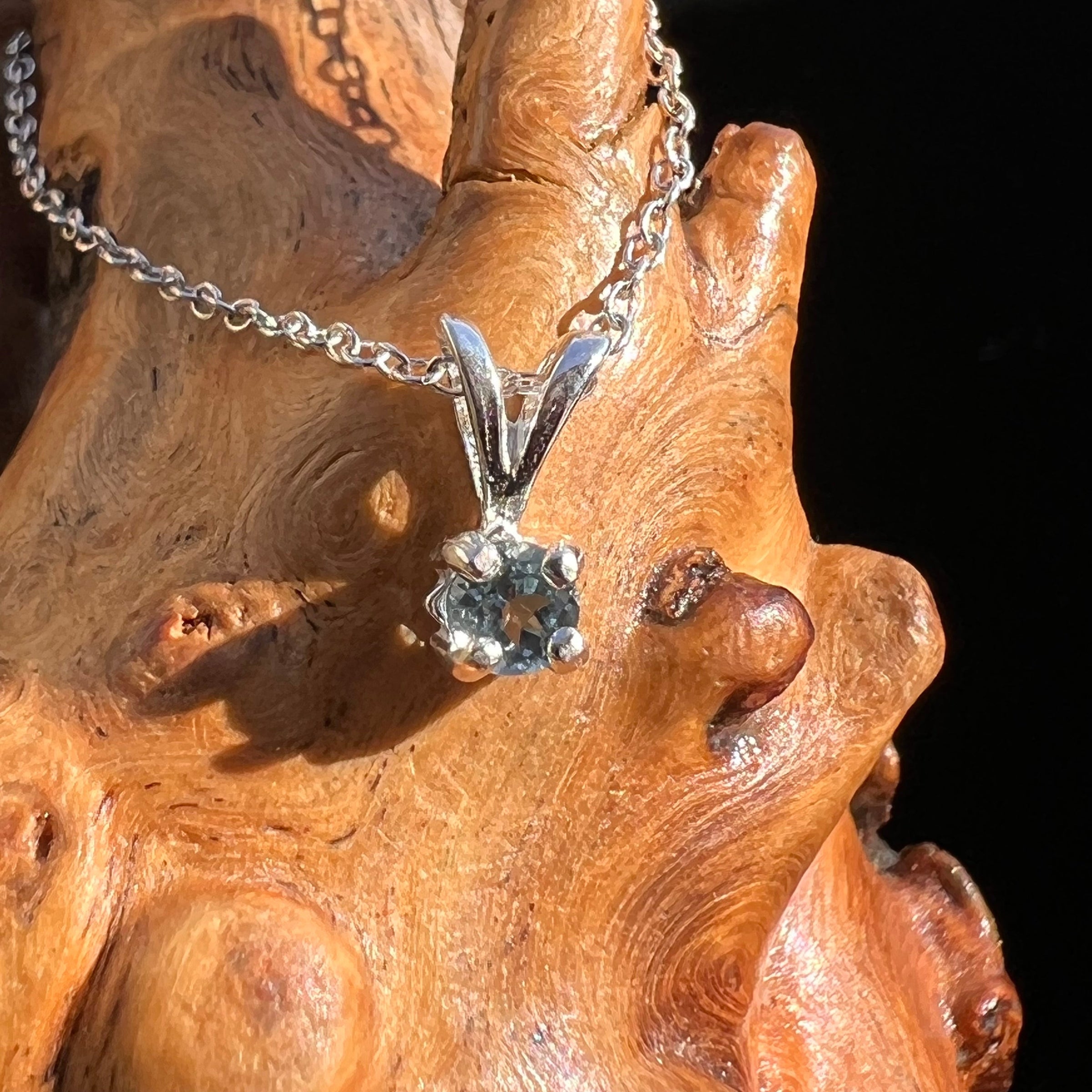 Blue Tourmaline Inicolite Necklace Sterling Silver #2882-Moldavite Life