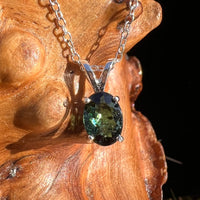 Blue Tourmaline Inicolite Necklace Sterling Silver #2883-Moldavite Life