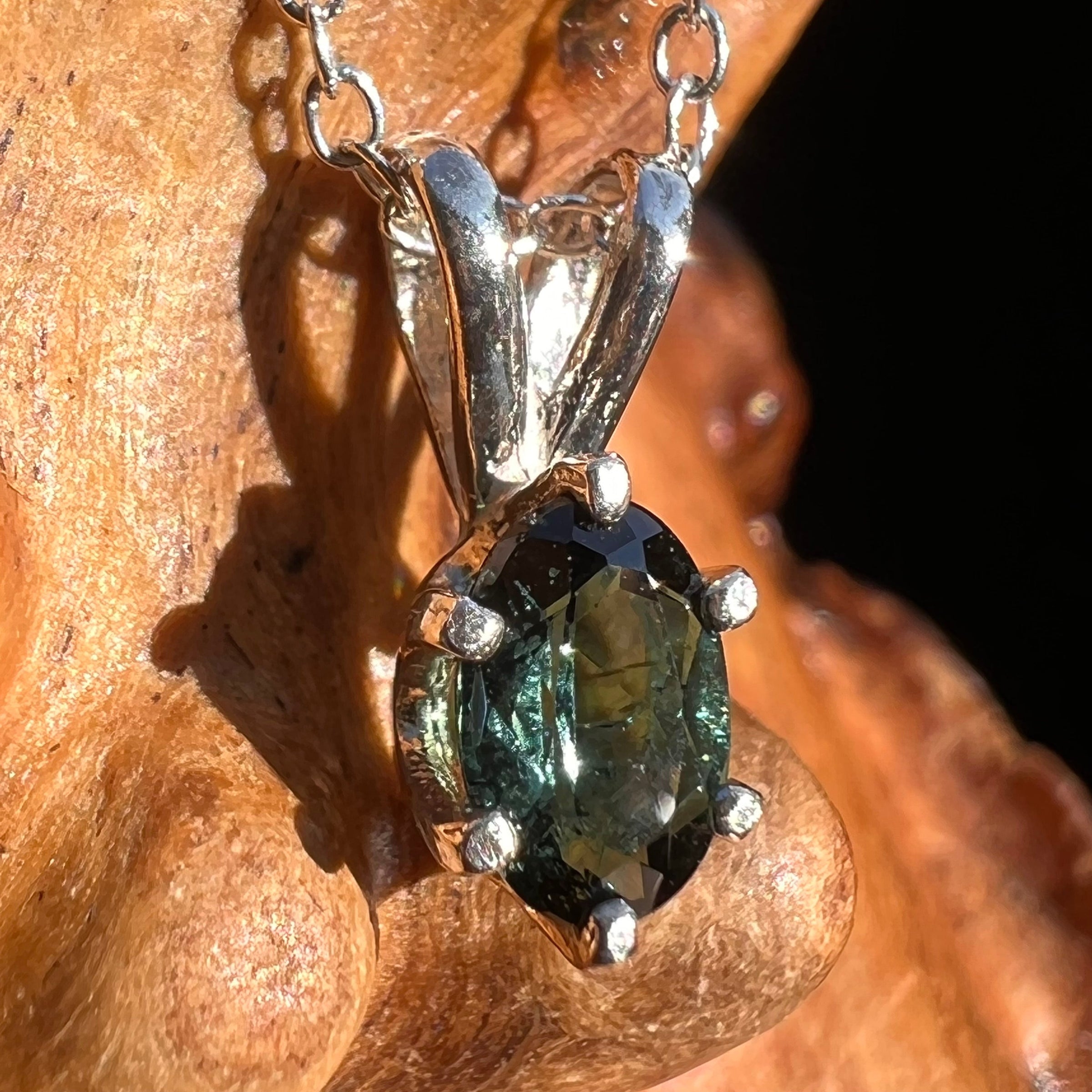 Blue Tourmaline Inicolite Necklace Sterling Silver #2884-Moldavite Life