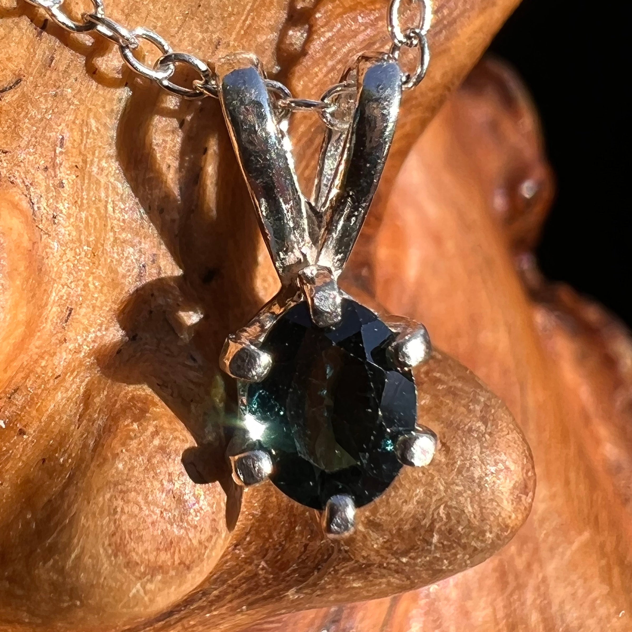 Blue Tourmaline Inicolite Necklace Sterling Silver #2885-Moldavite Life