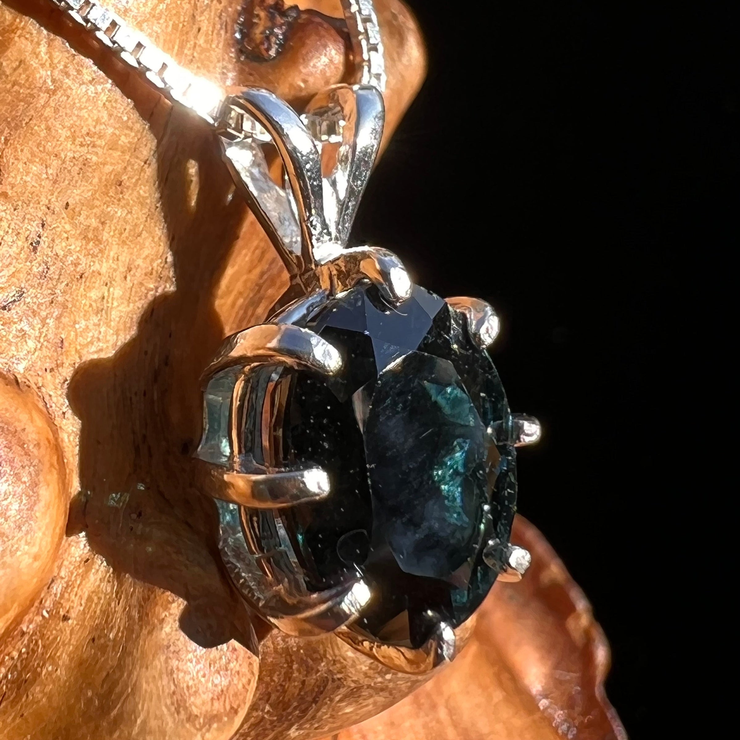 Blue Tourmaline Inicolite Necklace Sterling Silver #2887-Moldavite Life