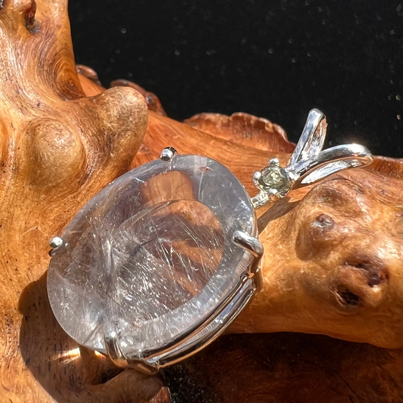 Brookite & Moldavite Pendant Sterling Silver #2685-Moldavite Life