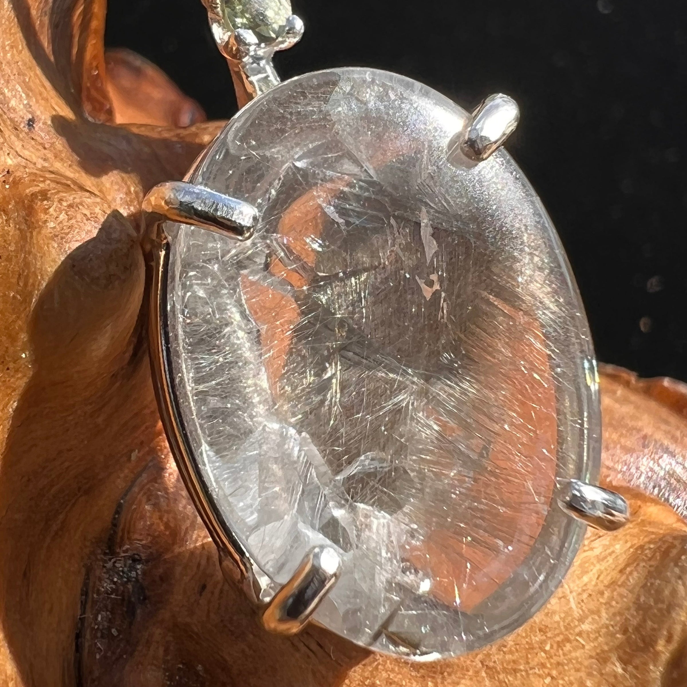 Brookite & Moldavite Pendant Sterling Silver #2686-Moldavite Life