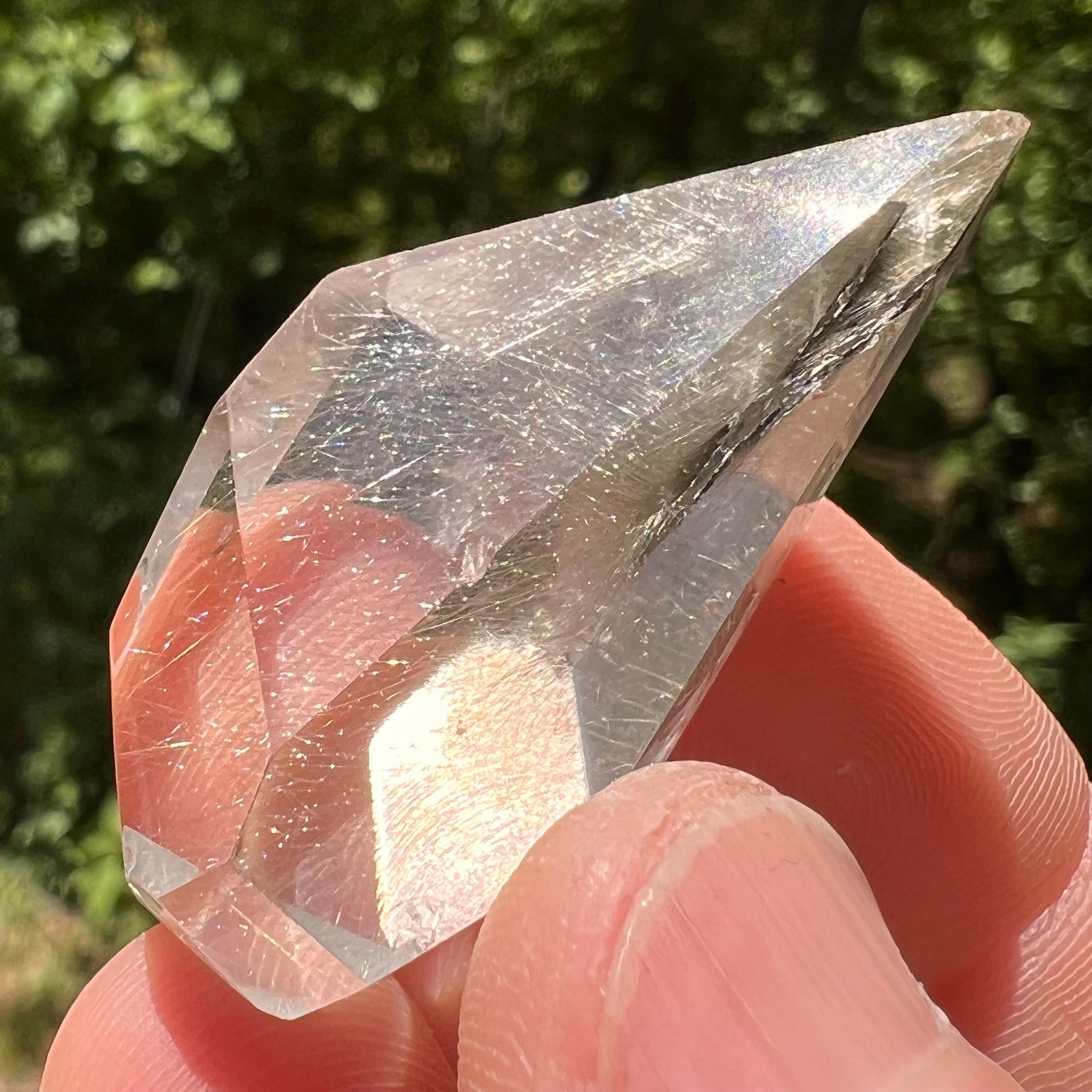 Brookite in Quartz Crystal #246-Moldavite Life