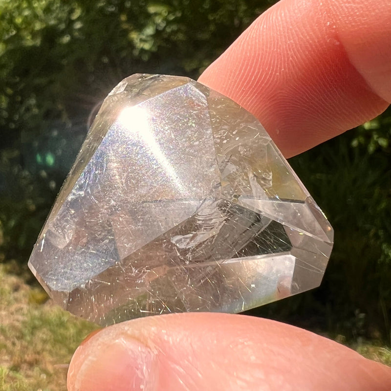 Brookite in Quartz Crystal #258-Moldavite Life
