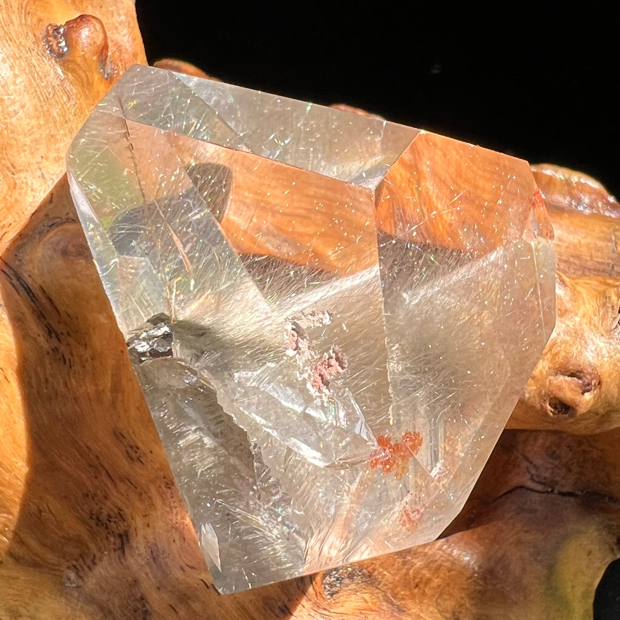 Brookite in Quartz Crystal #261-Moldavite Life