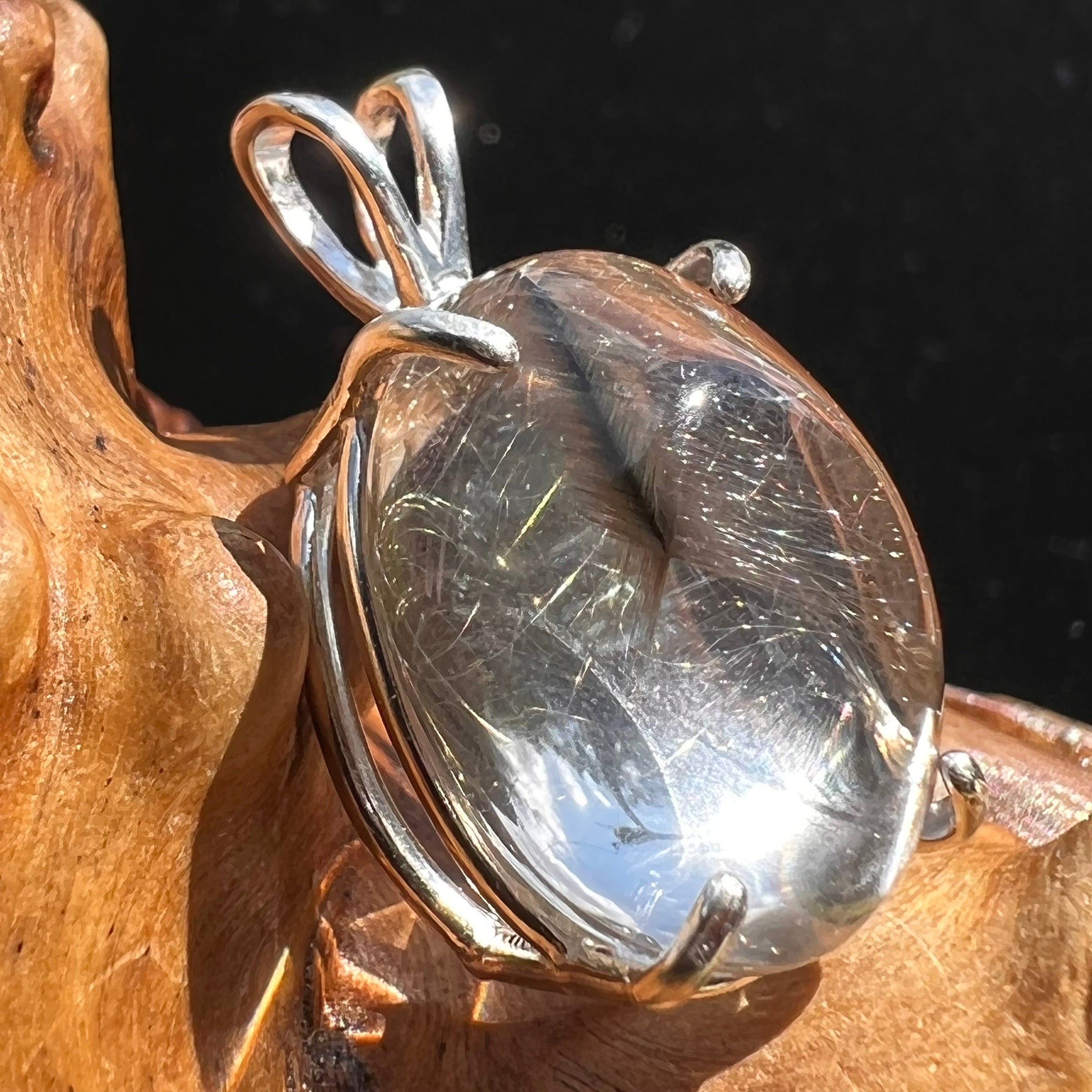 Brookite in Quartz Pendant Sterling Silver #2683-Moldavite Life