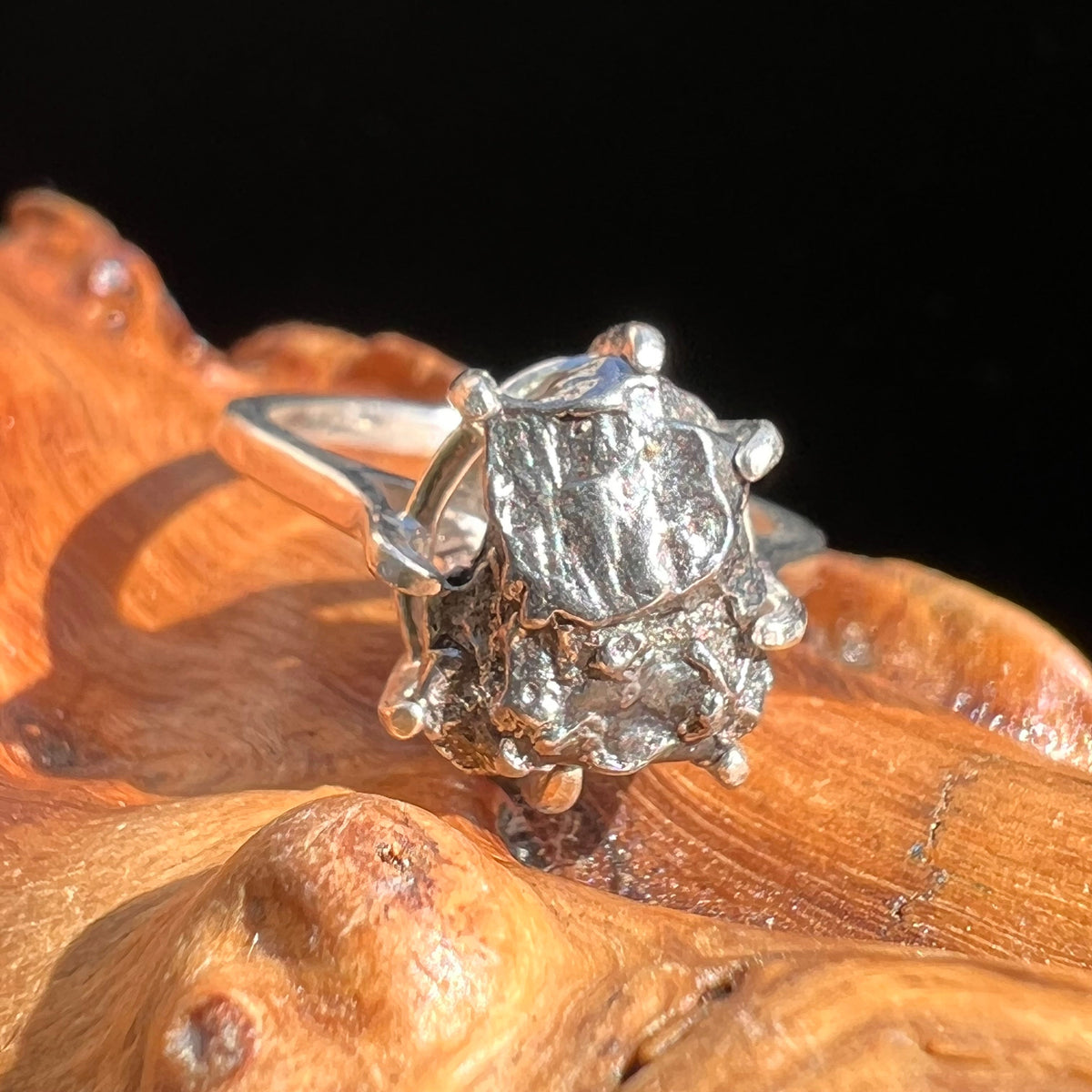 Campo Del Cielo Meteorite Ring Sterling Size 4.5 #3007-Moldavite Life