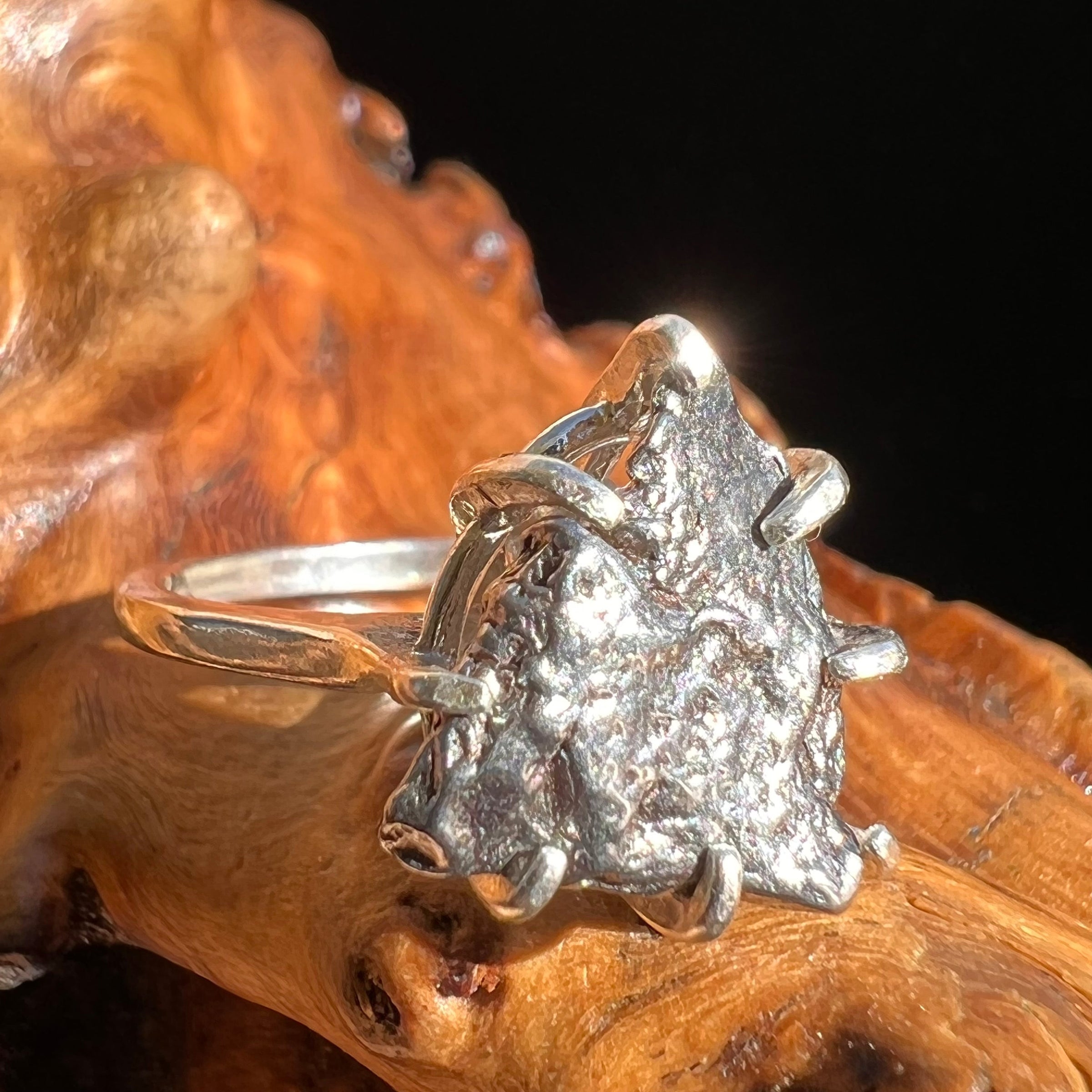 Campo Del Cielo Meteorite Ring Sterling Size 6.75 #3008-Moldavite Life