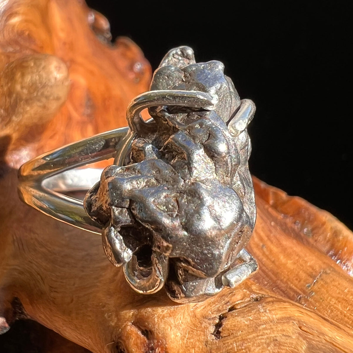 Campo Del Cielo Meteorite Ring Sterling Size 7 #2990-Moldavite Life
