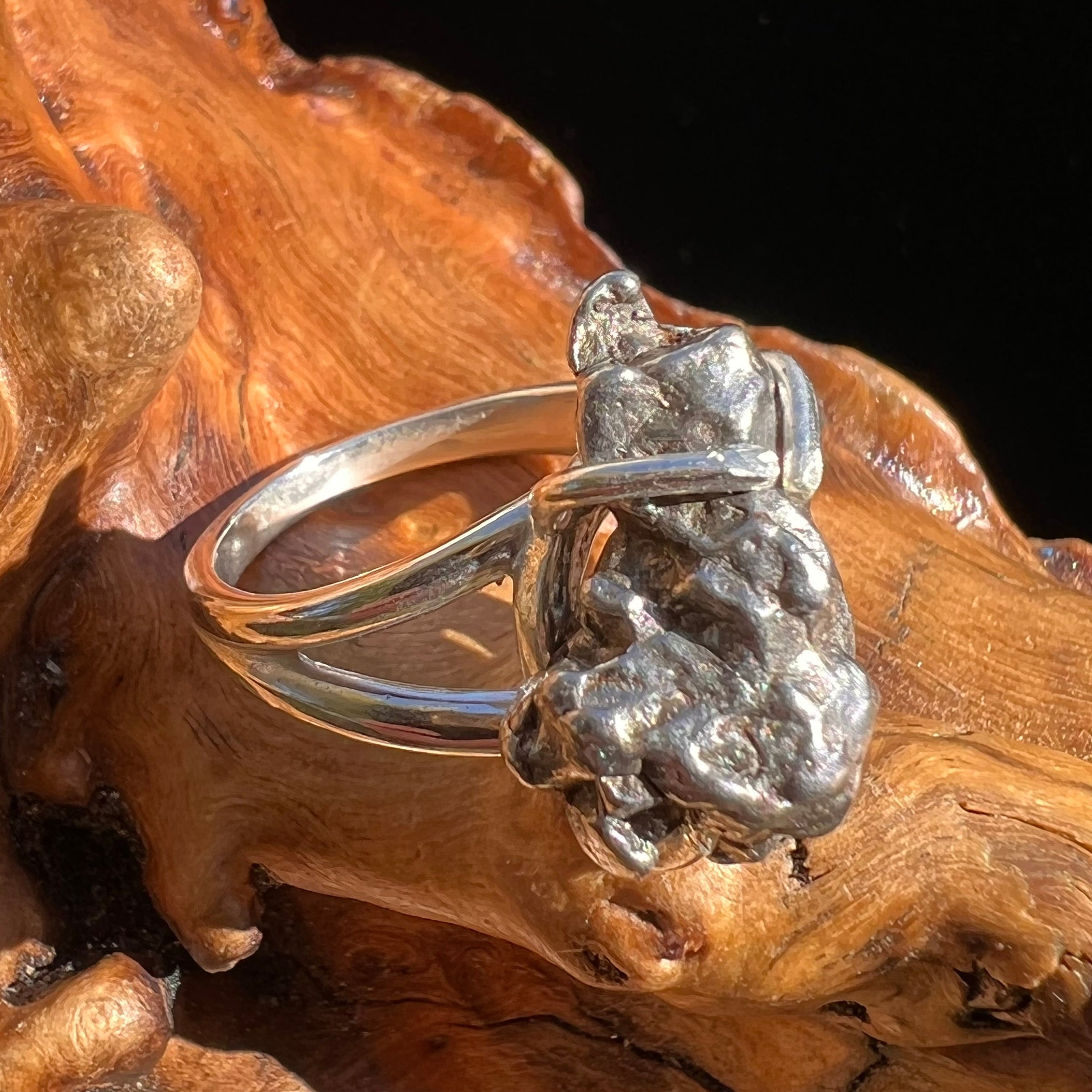 Campo Del Cielo Meteorite Ring Sterling Size 7 #2990-Moldavite Life