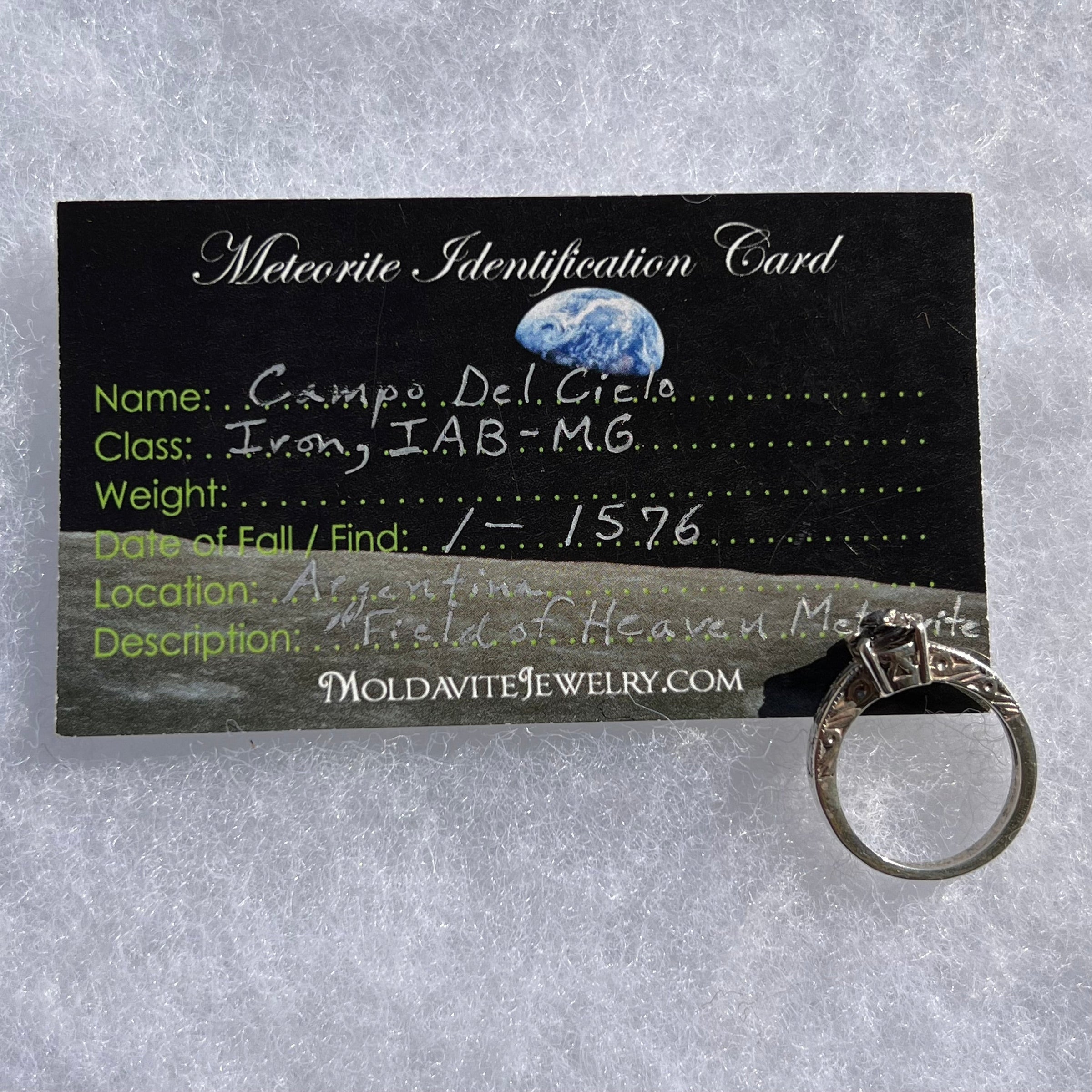 Campo Del Cielo Meteorite Ring Sterling Size 7 #3011-Moldavite Life