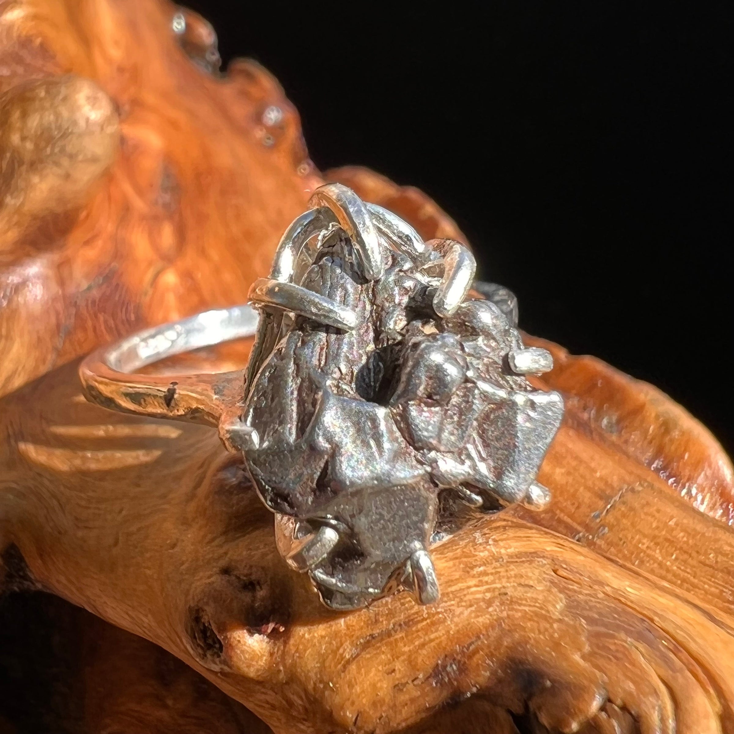 Campo Del Cielo Meteorite Ring Sterling Size 7.25 #3003-Moldavite Life