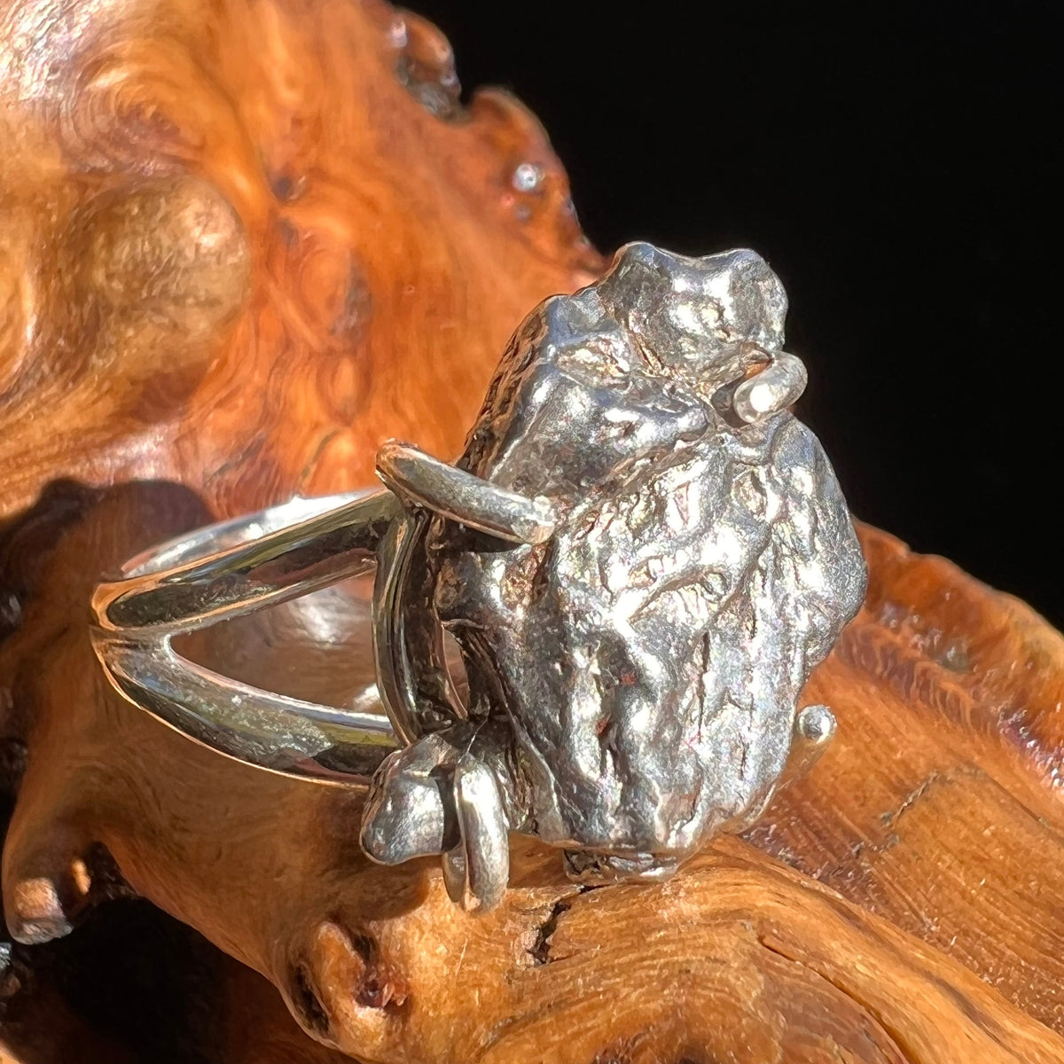 Campo Del Cielo Meteorite Ring Sterling Size 9 #2989-Moldavite Life