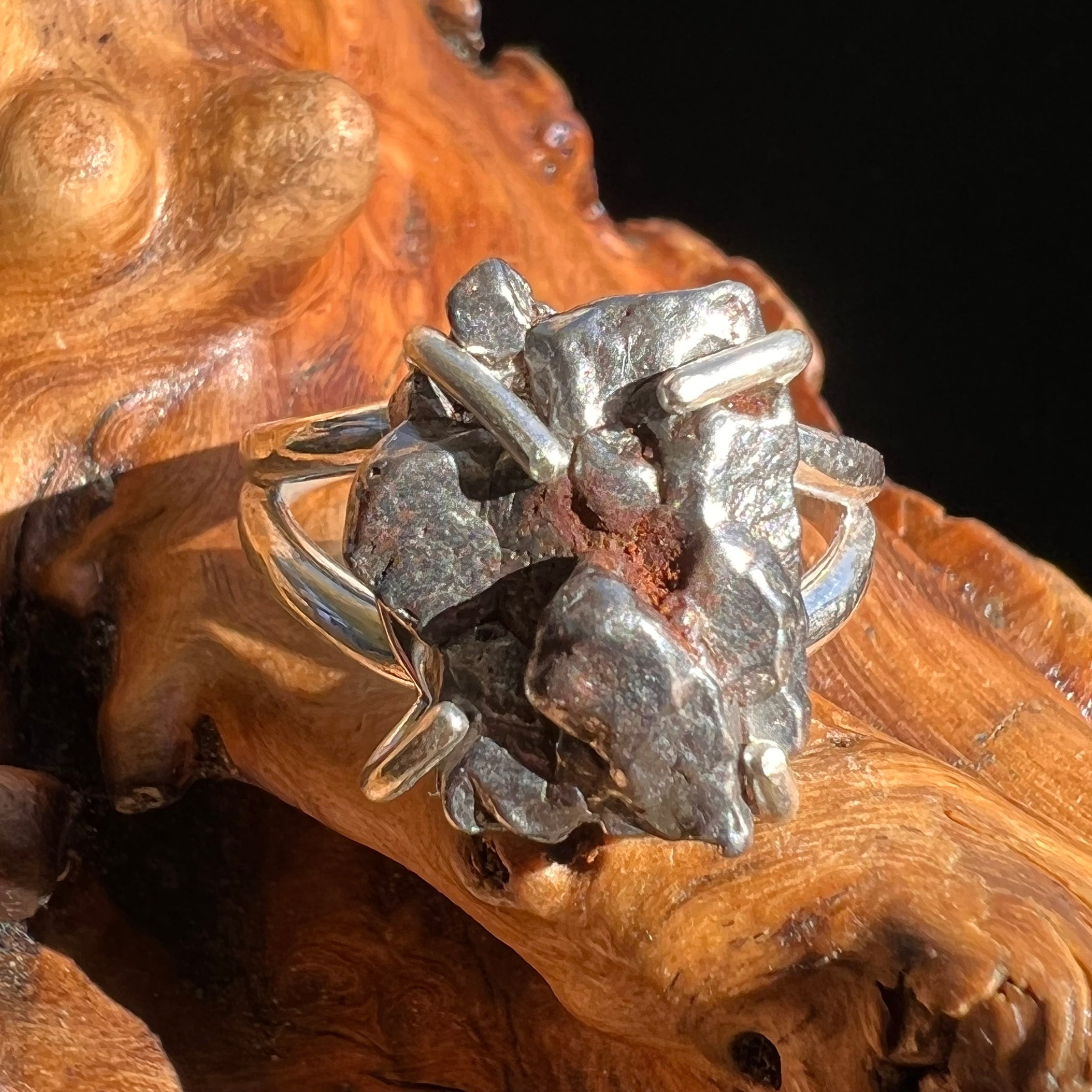 Campo Del Cielo Meteorite Ring Sterling Size 9 #3002-Moldavite Life