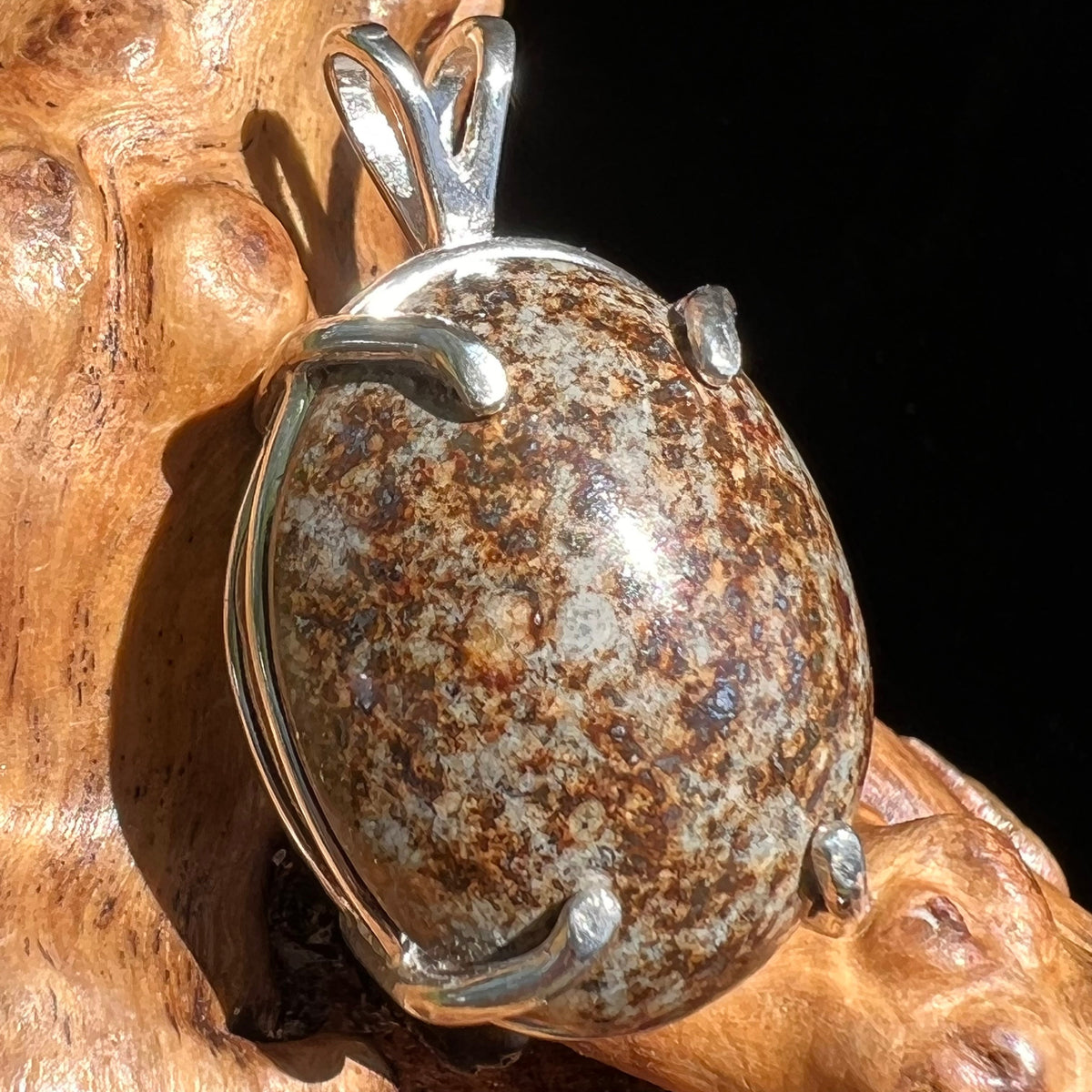 Chondrite Cabochon Meteorite Pendant Sterling Silver #1-Moldavite Life