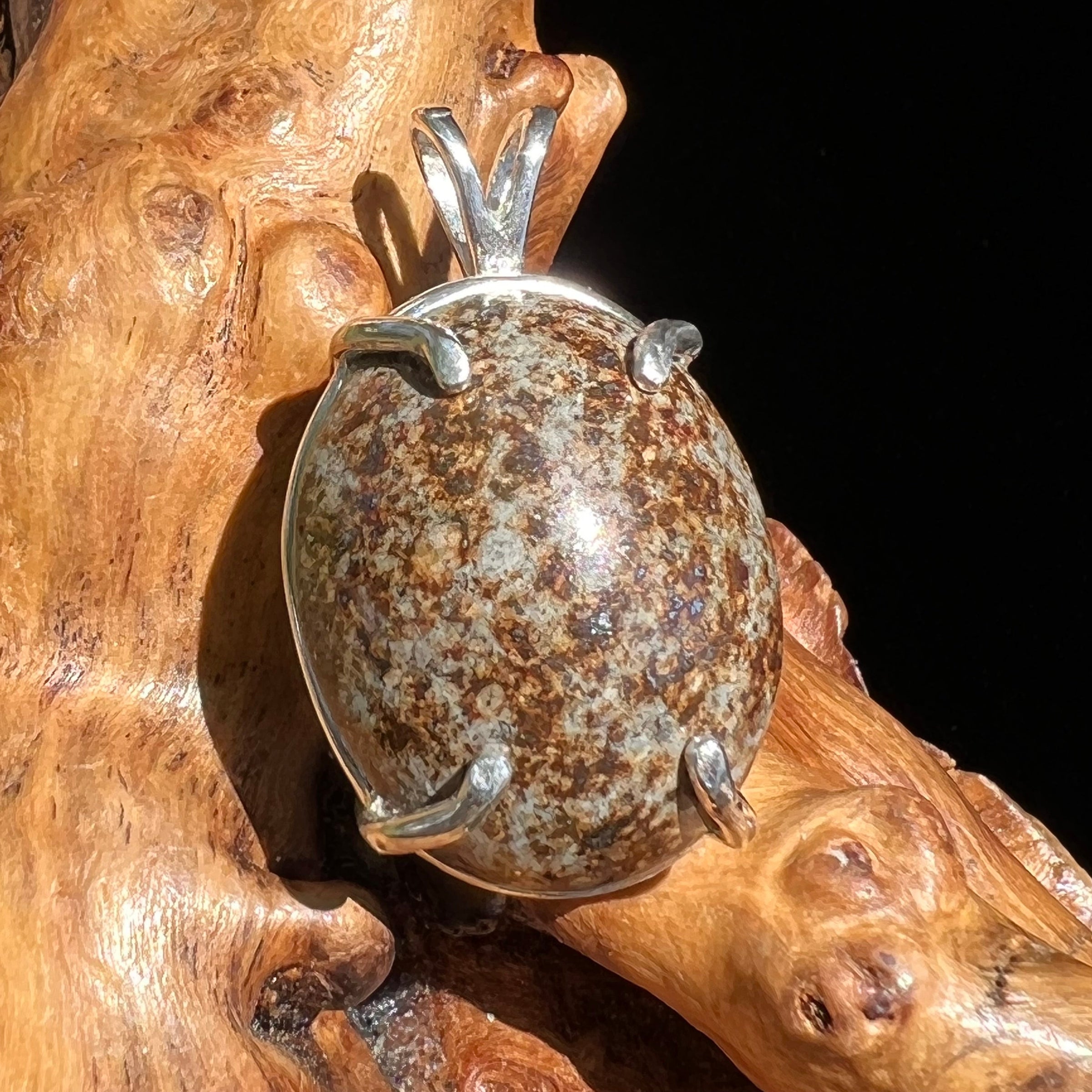 Chondrite Cabochon Meteorite Pendant Sterling Silver #1-Moldavite Life