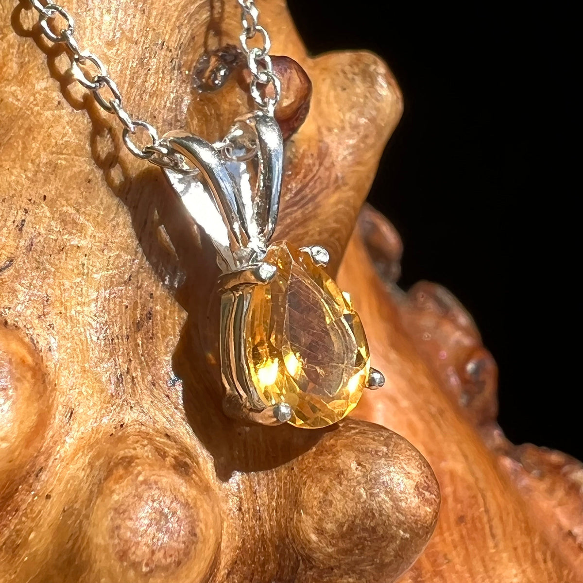 Citrine Pear Necklace Sterling Silver-Moldavite Life