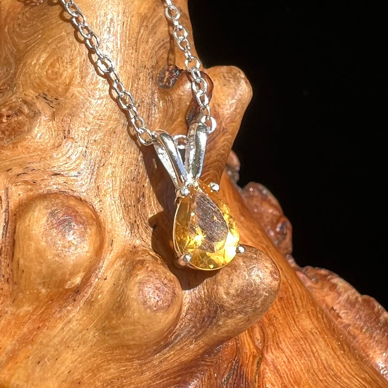 Citrine Pear Necklace Sterling Silver-Moldavite Life