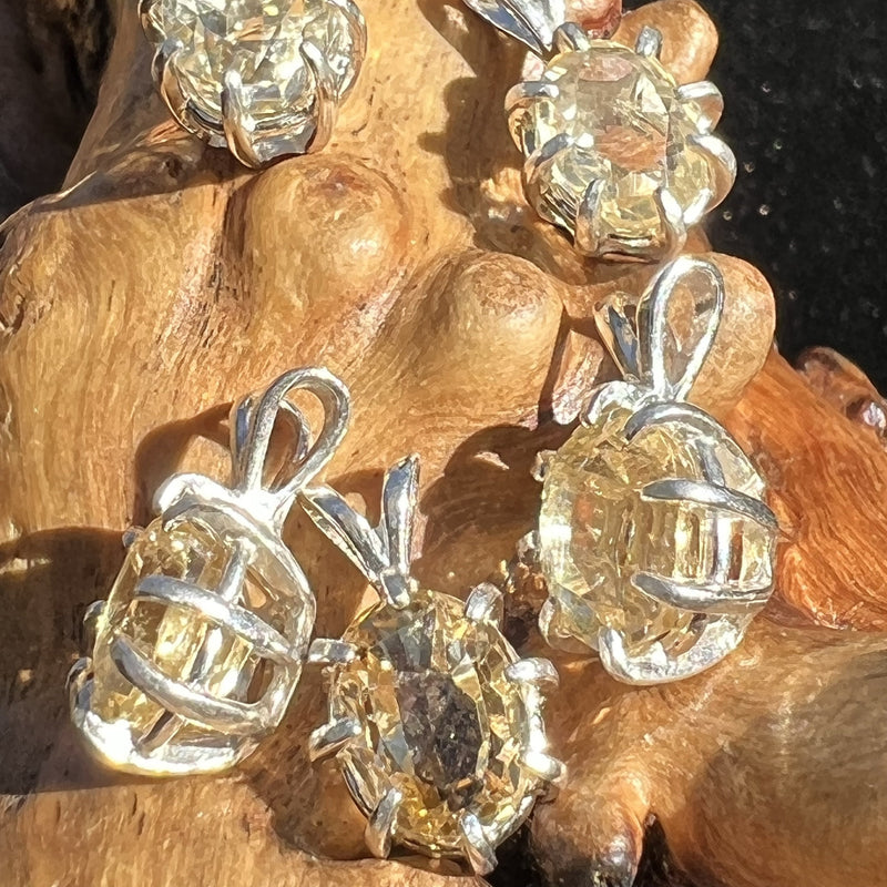 Citrine Pendant Sterling Silver Faceted-Moldavite Life