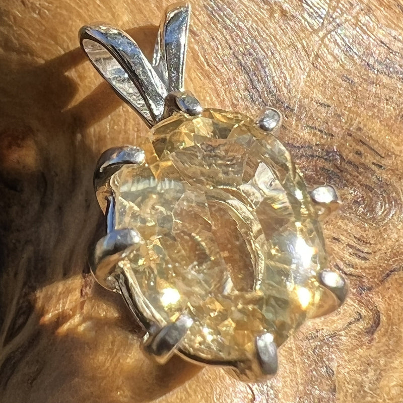 Citrine Pendant Sterling Silver Faceted-Moldavite Life