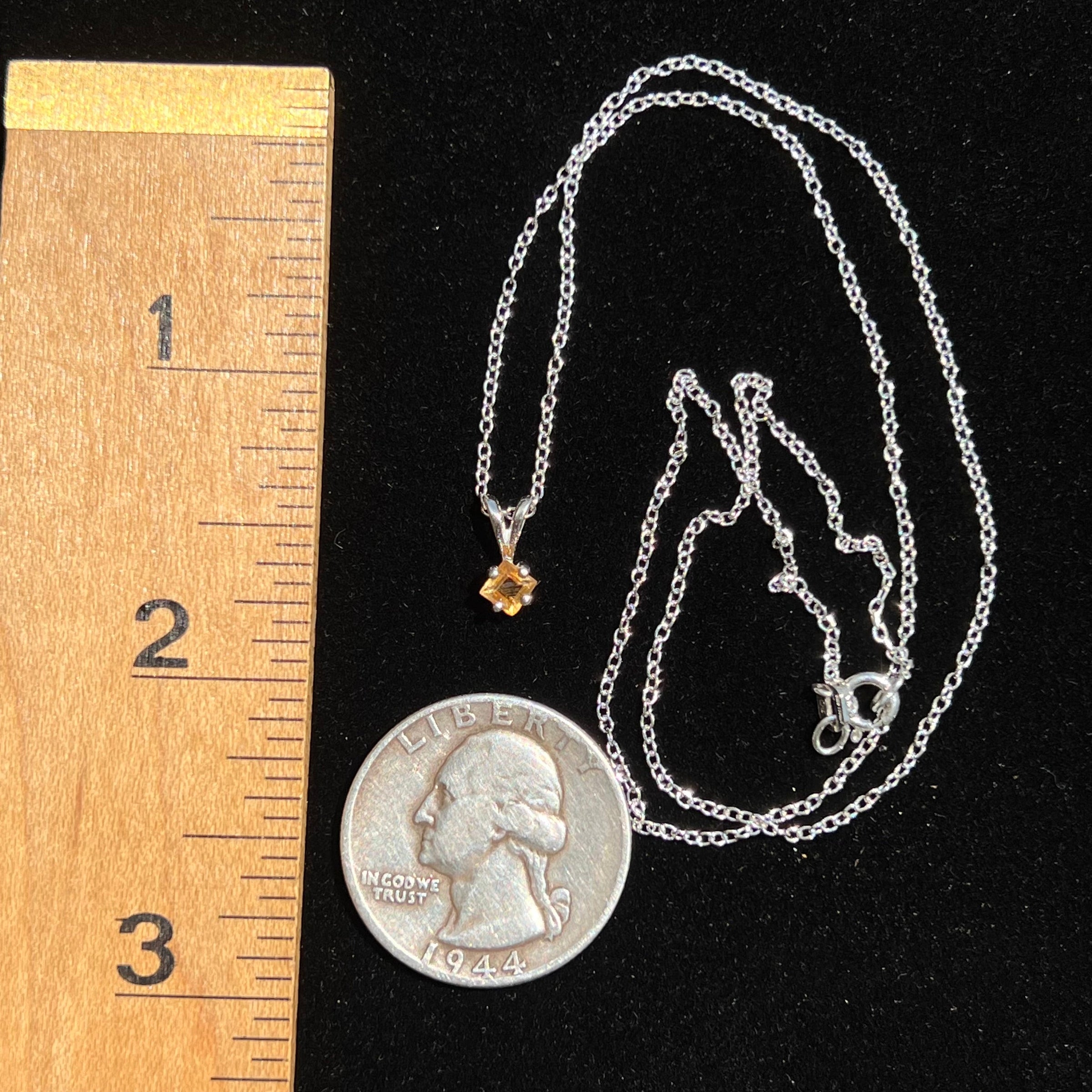 Citrine Square Diamond Necklace Sterling Silver-Moldavite Life