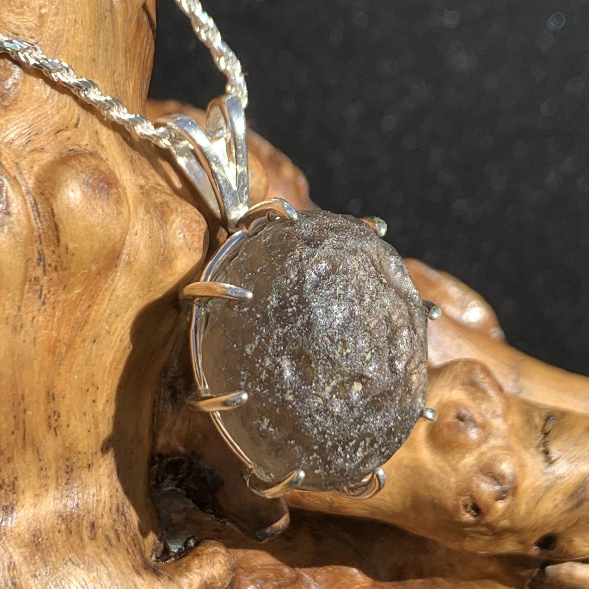 Colombianite & Moldavite Necklace Sterling
