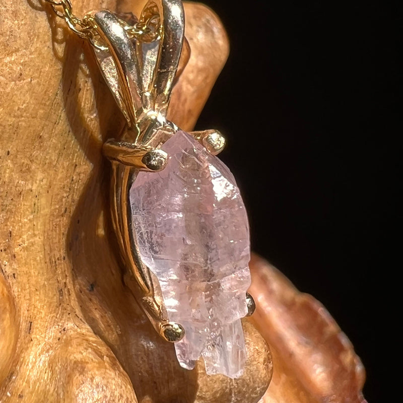 Crystalized Rose Quartz Scepter Pendant 14k Gold #2270-Moldavite Life