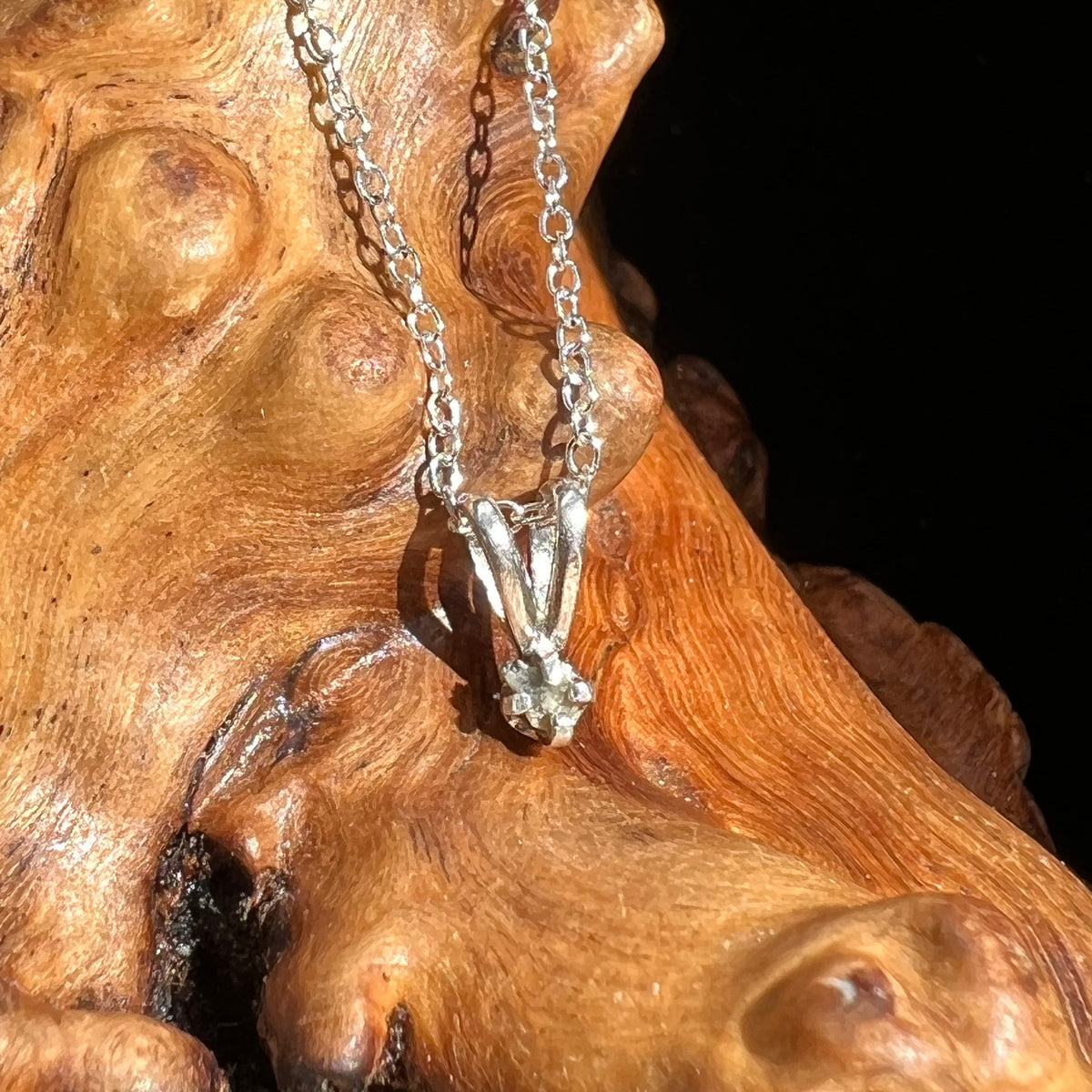 Dainty Tatahouine Meteorite Necklace Sterling #125-Moldavite Life