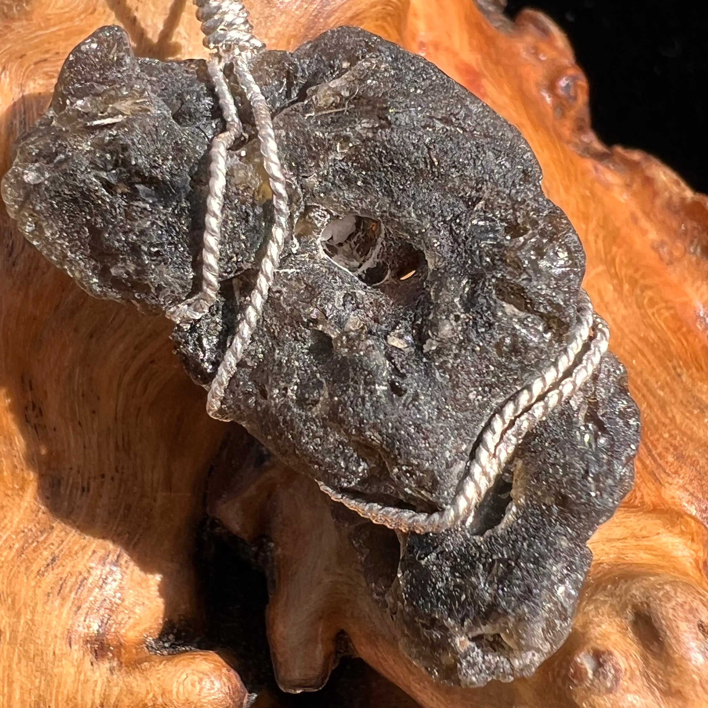 Darwinite Wire Wrapped Pendant Sterling Silver #3826-Moldavite Life