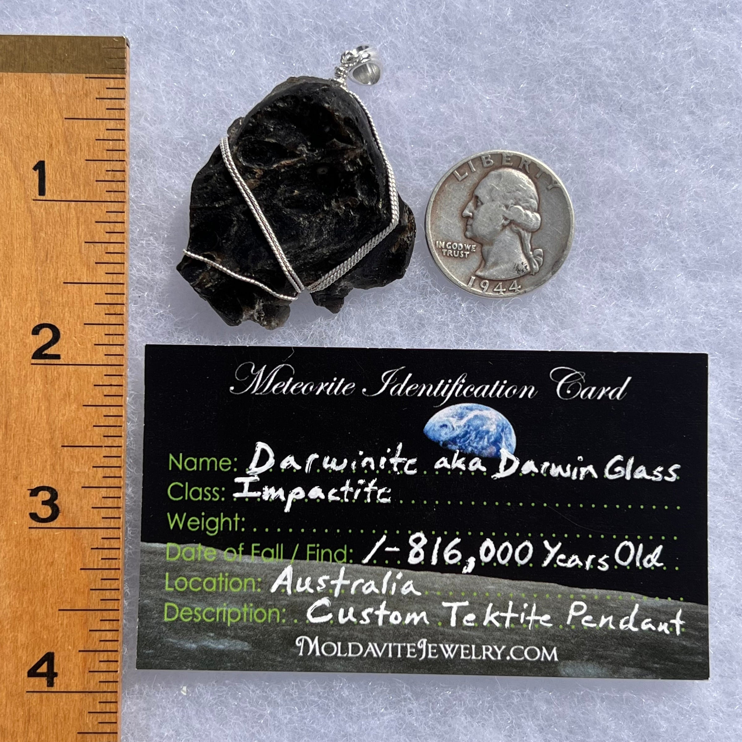 Darwinite Wire Wrapped Pendant Sterling Silver #3837-Moldavite Life