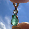 Emerald & Moldavite 14k Gold Pendant #1044-Moldavite Life