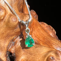 Emerald & Moldavite Necklace Sterling Silver #2495-Moldavite Life
